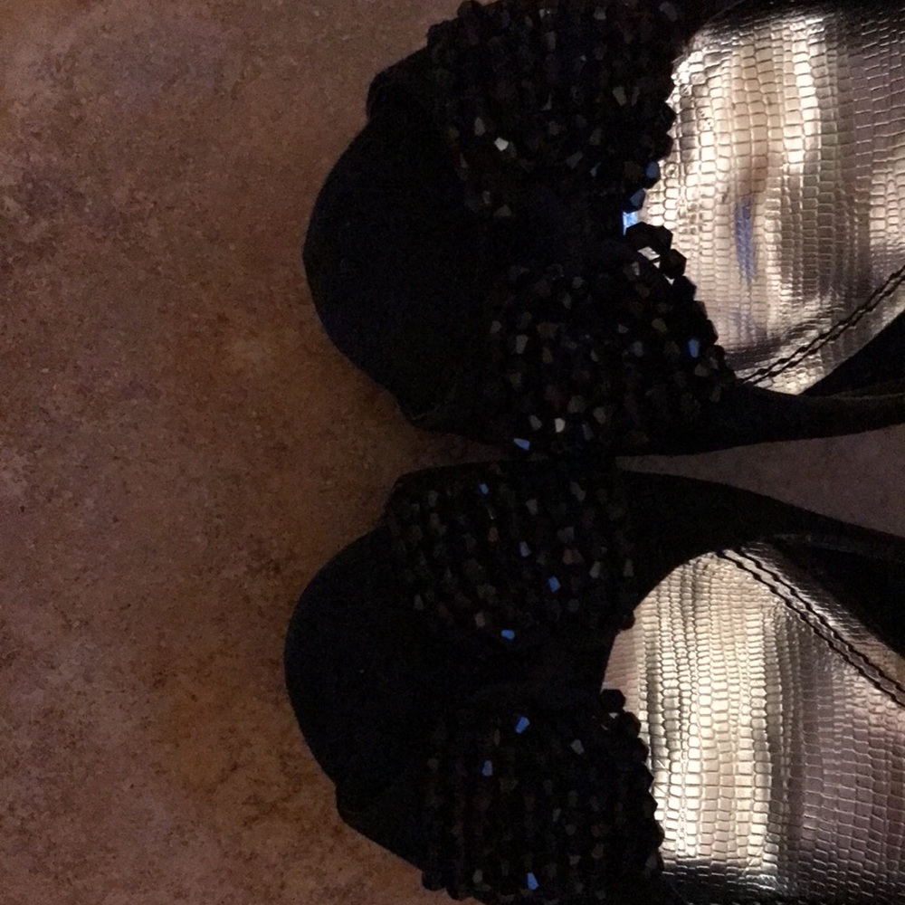 Black Heel with a Diamond Crusted Bow